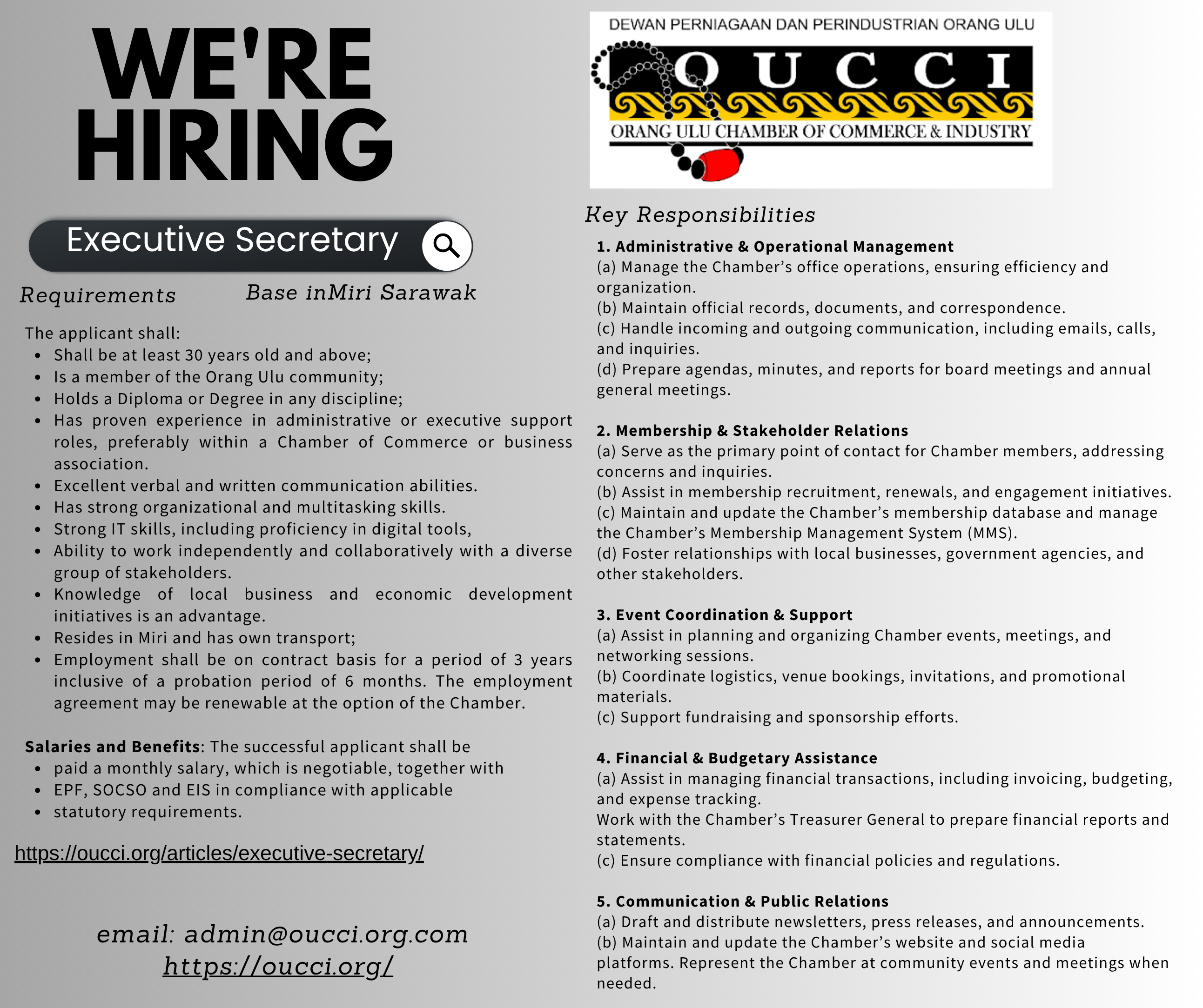 Executive Secretary Position.